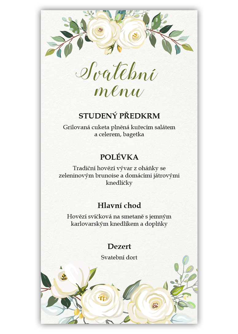 Svatební menu - Floral 1