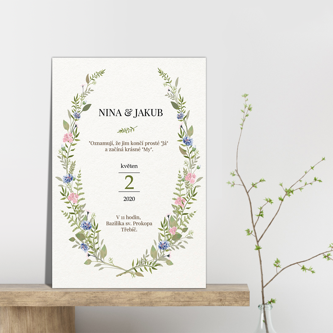 Originálne svadobné oznámenie s fotkou - Herbal