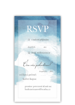 Zodpovednou kartičkou (RSVP) potvrďte účasť na svadbe. - Aquarelle 
