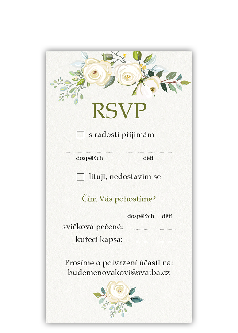 Zodpovednou kartičkou (RSVP) potvrďte účasť na svadbe. - Floral