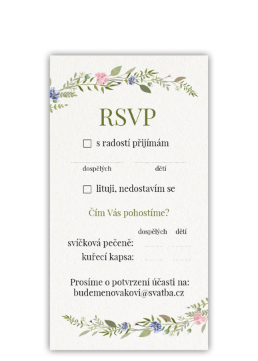 Odpovědní kartičkou (RSVP) potvrďte účast na svatbě. - Herbal