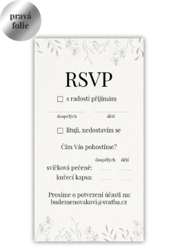 Zodpovednou kartičkou (RSVP) potvrďte účasť na svadbe. - Leaves