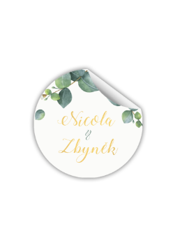 Svadobná samolepka ako pečať na obálku soznámením - Eukalyptus