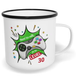 Hrnek plecháček s potiskem na míru - Není to věk, je to level